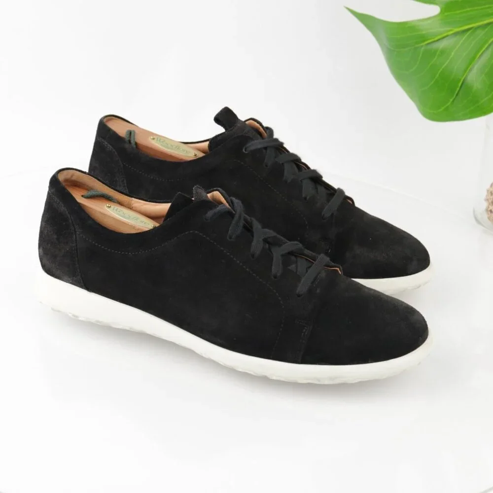 Ganter Womens Gabby Lace Up Shoe Size 10.5 G Black Suede Low Top Comfort Sneaker